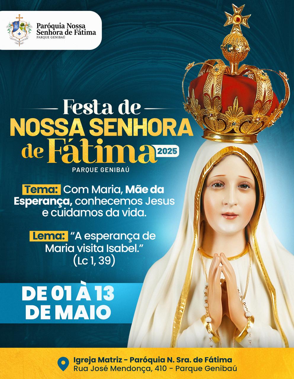 Novenário de Nossa Senhora de Fátima reúne fiéis no bairro Genibau com fé, esperança e solidariedade