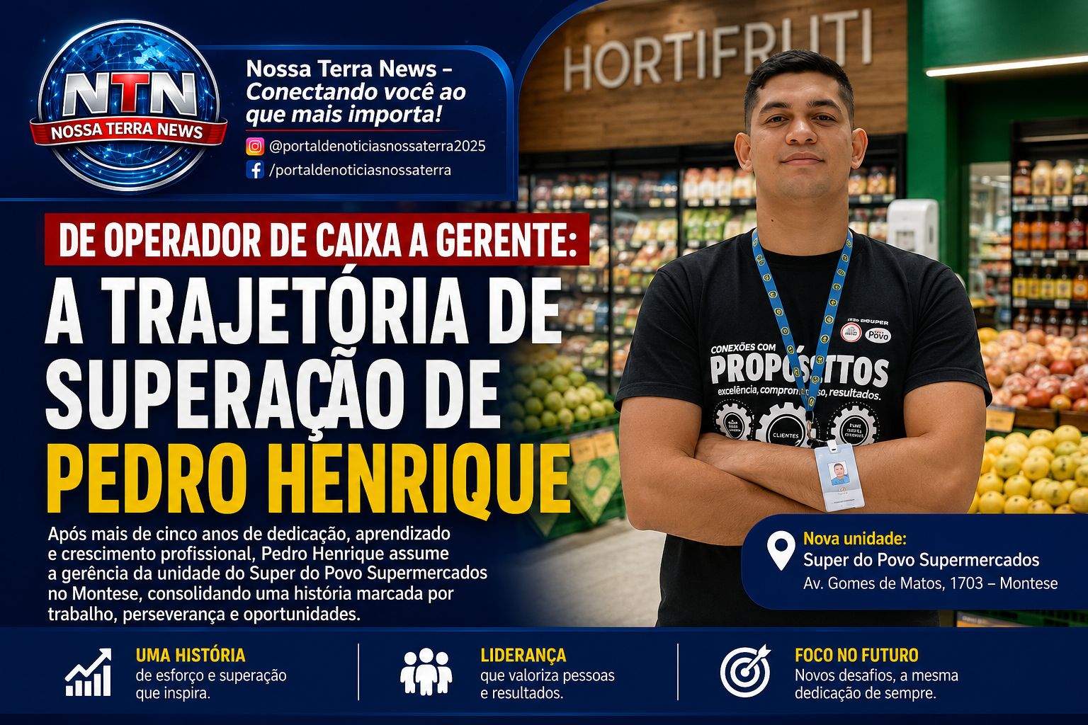 De operador de caixa a gerente: a trajetória de superação de Pedro Henrique inspira colaboradores no Super do Povo