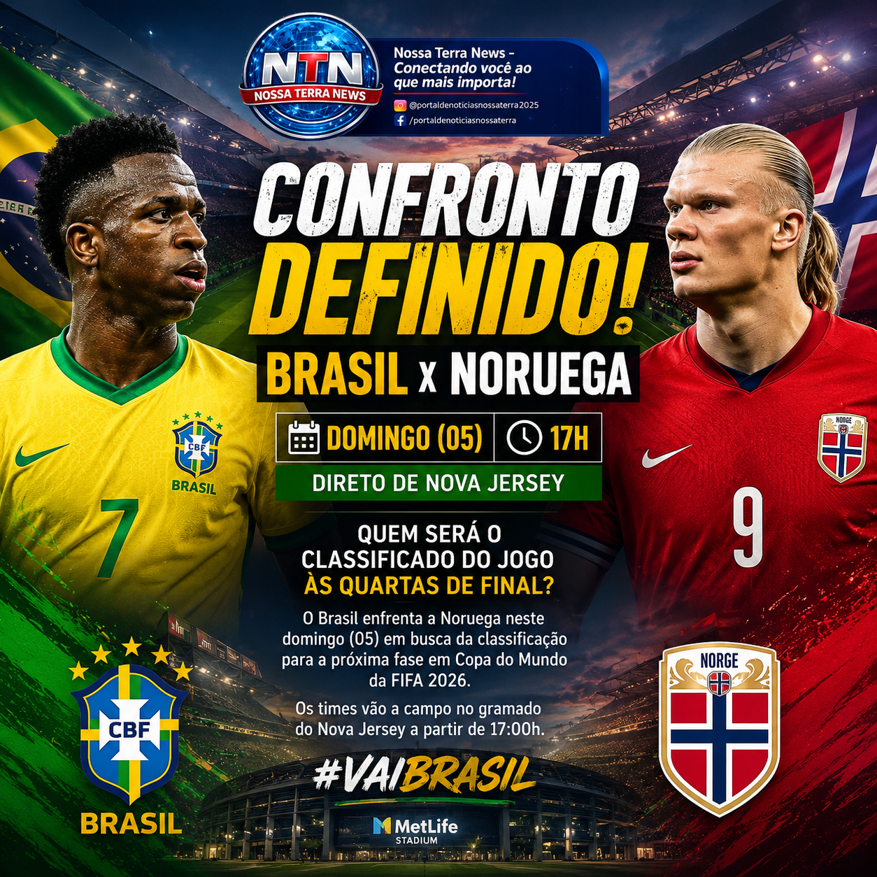 Brasil x Noruega: vaga nas quartas de final em jogo!