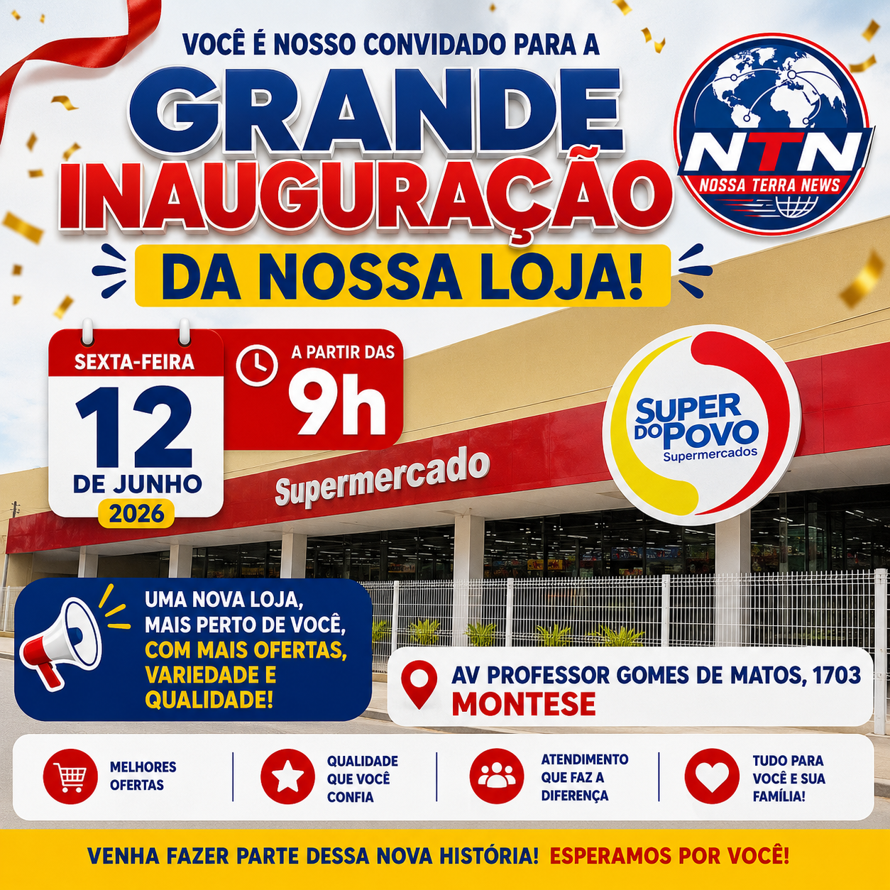 Grande Inauguração do Super do Povo Montese acontece nesta sexta-feira (12)