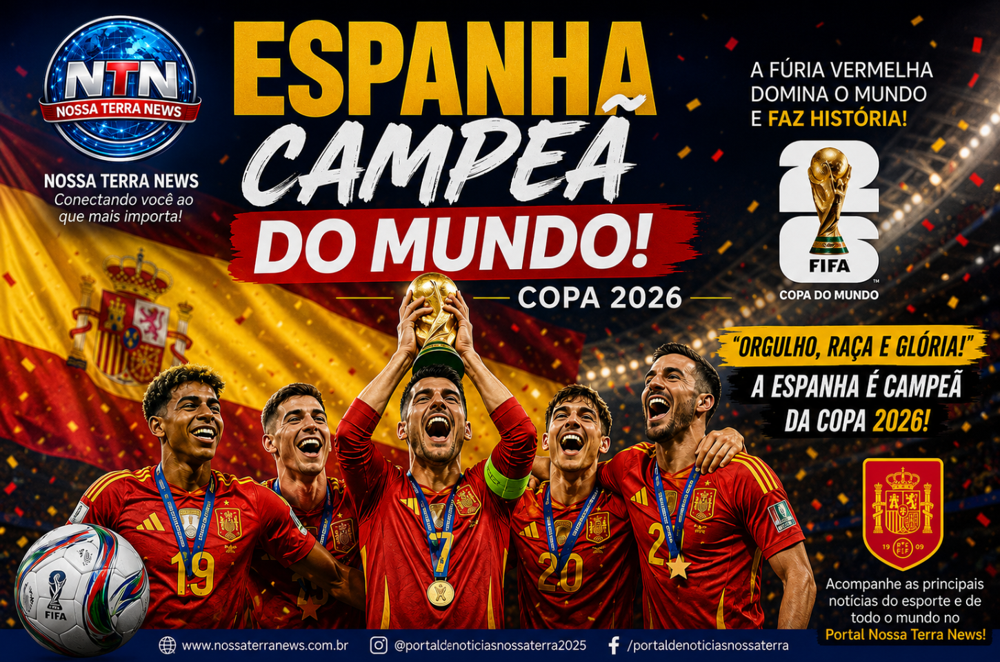 Espanha conquista o mundo em final dramática contra a Argentina e levanta a taça da Copa 2026