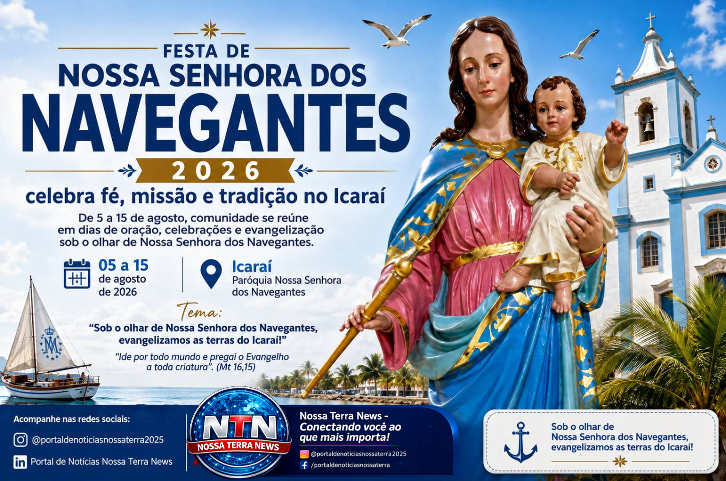 Festa de Nossa Senhora dos Navegantes 2026 celebra fé, missão e tradição no Icaraí
