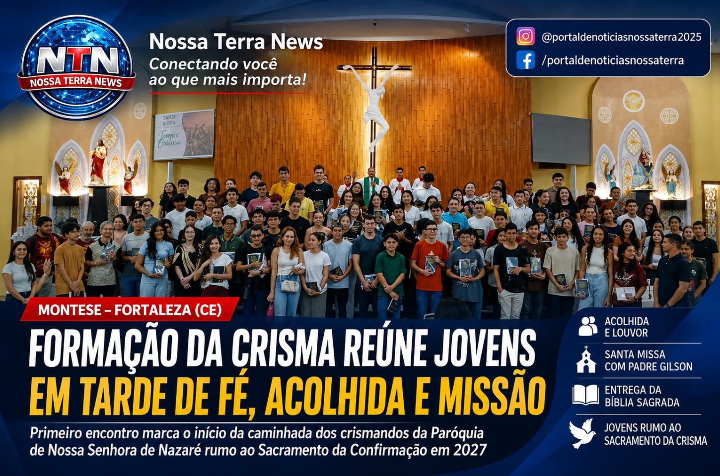 Formação da Crisma reúne jovens em tarde de fé na Paróquia Nossa Senhora de Nazaré, no Montese