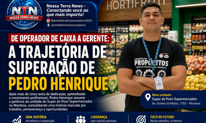 De operador de caixa a gerente: a trajetória de superação de Pedro Henrique inspira colaboradores no Super do Povo
