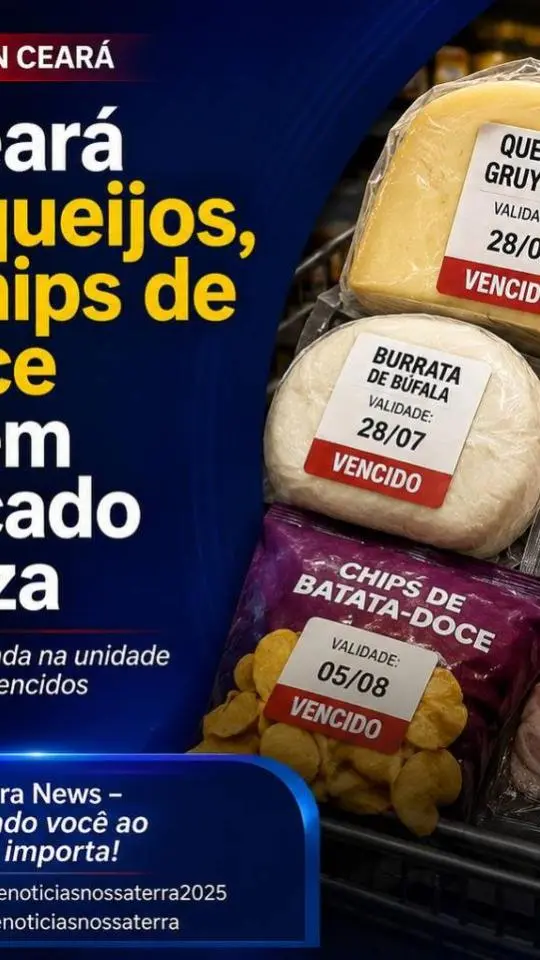 Procon Ceará encontra queijos, bacon e chips de batata-doce vencidos em supermercado de Fortaleza